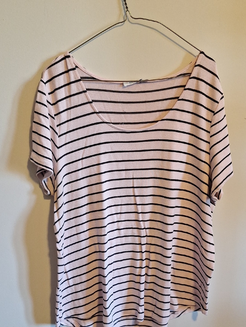 Ricki's Pink and Black Striped Scoop Neck Tee